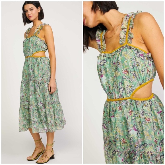 Current Air Dresses & Skirts - CURRENT AIR Floral Side Cut Out Midi Dress